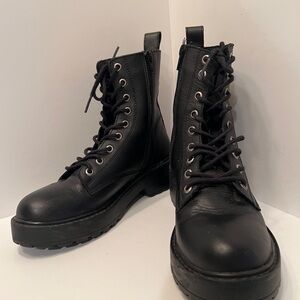 Steve Madden Black Leather Combat Boots
